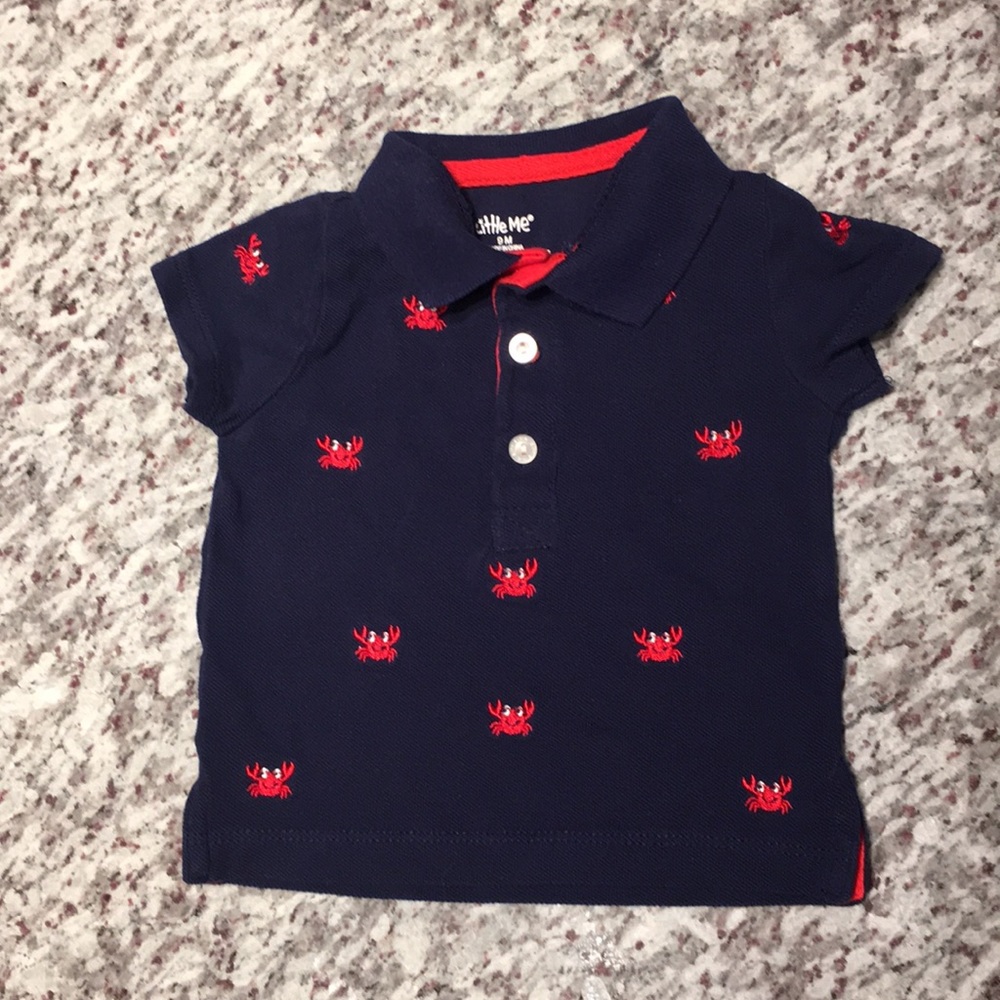 🌟SALE Adorable baby polo tee crab crabby blue red